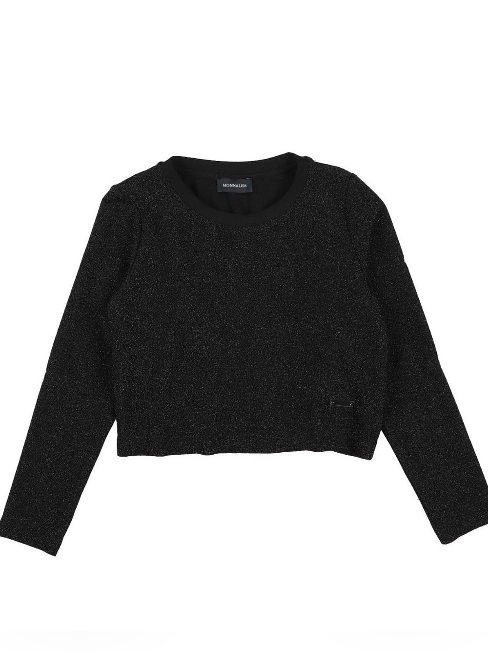 MONNALISA Black Sparkle Long-Sleeve Top
